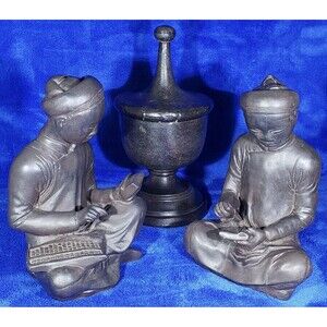 1961 Austin Prod Scholar Sculptures ~Mathematician, Scribe & Finial~Bookends Art
